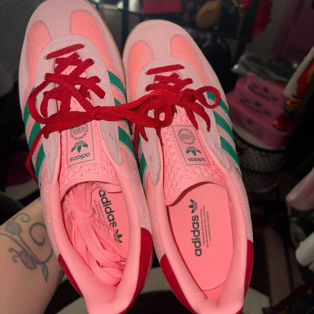 Adidas Vibrant Pink and Green Shoes